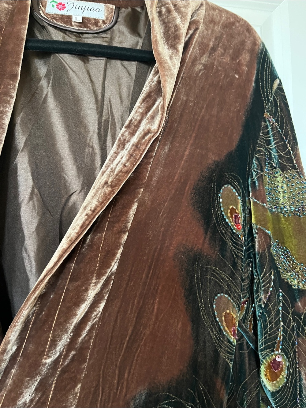 Women's Teddy Jacket in Brown Velvet - Picture 6 of 14